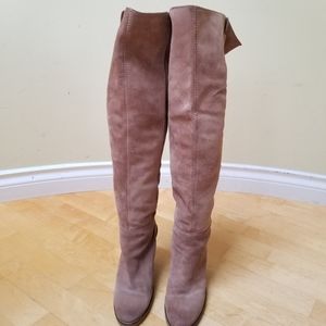 Lucky Brand Over the Knee Suede Wedge Tall Boots Size 7.5